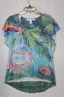 Leoma Lovegrove T Shirt Petite Medium Beach Town Print Art Polyester S/S Top