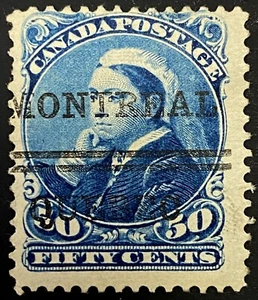 1893 SC#47xx Canada, Deep Blue 50 Cent Stamp, T1 Montreal Precancel, VG-F H - Picture 1 of 2