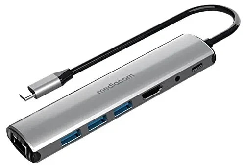 Mediacom MD-C313 Usb-C A Hdmi 3 Porte Usb 3 Rj45 Plus Audio E Power Deliver 87W - Immagine 1 di 1