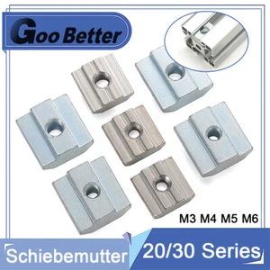 5 Stk. T-Mutter Gewinde M3 M4 M5 M6 Robust Schiebemutter 20/30 Serie Aluminium - Picture 1 of 12