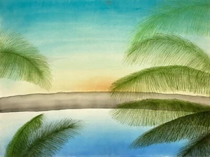 "ISLAND", Original Ink Drawing on 100% Rag Paper, 18" x 24", 2023, Hawaii, Maui - Picture 1 of 2