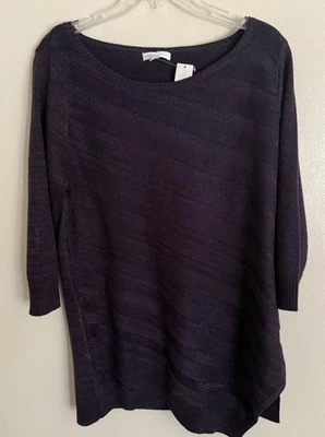 Suéter Mujer New York Company Grande Púrpura Gran Tamaño Dobladillo Asimétrico Brillo Foto 1 de 4