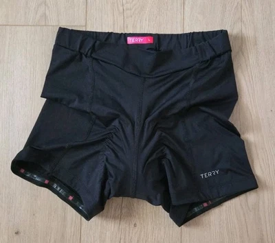 Shorts de ciclismo feminino Terry Bicycles tamanho grande preto acolchoado costura interna 5 polegadas - Imagem 1 de 4