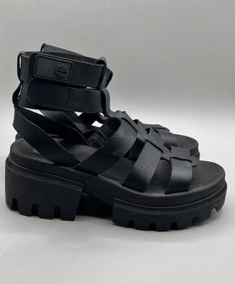 Timberland Womens Size 9M Black Everleigh Gladiator Sandals Leather Strappy - Image 1 of 4