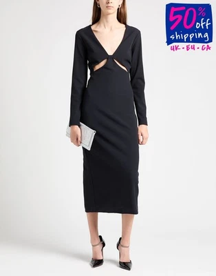 PVP €362 VERSACE JEANS COUTURE Vestido Midi Crepé IT38 US2 UK6 XS Negro Corte Foto 1 de 4