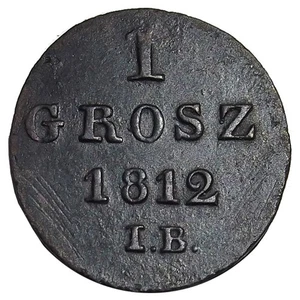 1812 Poland 1 Grosz, C81, I.B., Warsaw Mint, Friedrich August I - Picture 1 of 4
