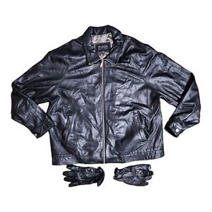 Wilsons Leather Pelle Studio Black Leather Jacket Men's Sz XXL Thinsulate Gloves