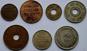 Palestine Complete SET 1 2 5 10 20 50 100 MILS 1927-1945 ( Silver ) Israeli COIN - Picture 1 of 6