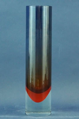 MURANO FLAVIO POLI VASE cylinder GLASS submerged VENICE Italy style VENINI TOSO - Image 1 of 4