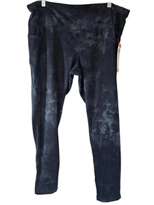 Danskin Gr. XXL Damen High Rise Schwarz Grün Marmoriert Leggings mit Taschen Neu - Bild 1 von 9