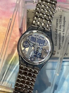 🔥 Orologio Swatch Nuovo Vintage 1996 SLN104 TAKE THE RHYTHM MUSICAL 34mm Uomo 96 - Foto 1 di 8