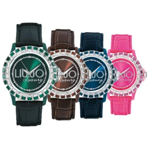 Womens Watch LIU JO Luxury BAGUETTE Genuine Leather Swarovski 10 Colors Lady DD - Picture 1 of 31