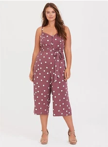 Torrid Women’s Plus Size 3X Sleeveless Polka Dot Challis Culotte Jumpsuit - Imagen 1 de 9