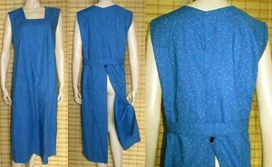 BLAUER GEMUSTERTER KITTEL - RSK - RÜCKENSCHLUSS - COTTON - VINTAGE - GR. S - M - Bild 1 von 1