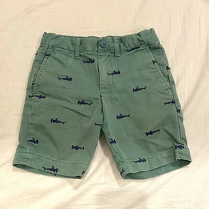 Crewcuts Boys Size 5 Green Hammerhead Shark Shorts Cotton Twill - Picture 1 of 4