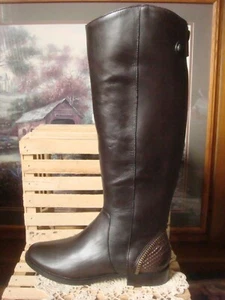 Neu ohne Karton Arturo Chiang Falicity KNIEHOHE STIEFEL ~ DUNKELBRAUN LEDER SCHLANGENABSATZ ~ 7M - Bild 1 von 9