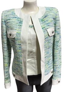 Tahari Women's Tweed Blazer Jacket w Matching Tank Size 4 - Linen Bld - 2 Piece - Picture 1 of 23