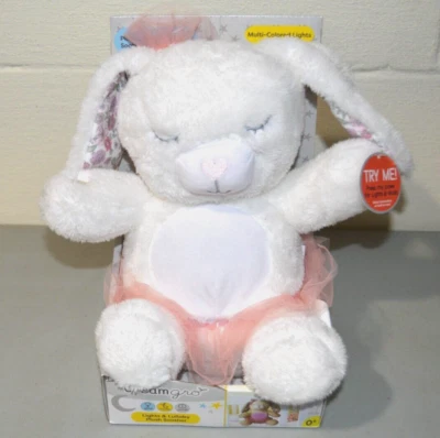 Chupeta de pelúcia DreamGro coelho branco rosa tutu luzes música canção de ninar bebê recém-nascido - Imagem 1 de 4