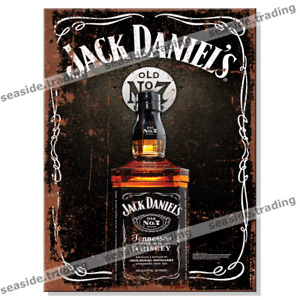 JACK DANIELS (Bottle) Whiskey Retro Tin Sign Man Cave Garage Garden Shed Bar Pub