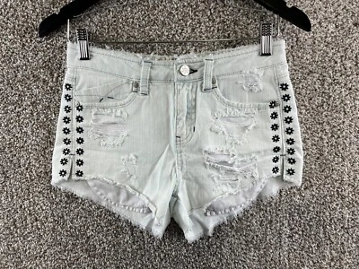 Pantalones Cortos Para Mujer Marca Rewash Distressed Corte Talla 0 Bordados Lavado Ligero Foto 1 de 4