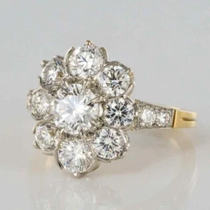 Antique 2.20 Ct White Diamond Art Deco Vintage Wedding Ring 14K Yellow Gold Over - Picture 1 of 4
