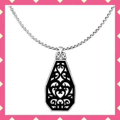 NUEVO AZULEJO GÉNOVA Brighton Collar Negro Italiano Pergamino Colgante Plata RARO Foto 1 de 3