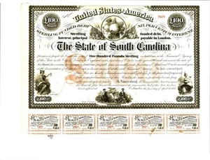 EL ESTADO DE CAROLINA DEL SUR......1871 LIBRA ESTERLINA DEUDA DENOMINADA NO EMITIDA - Imagen 1 de 1