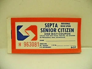 Vintage Septa Senior Citizen Transportation Coupon Booklet 10 Coupons *USED* - Picture 1 of 6