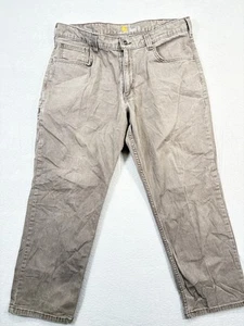 Carhartt Pants Men 34x28 Brown Canvas Rugged Relaxed Rigby Loose Baggy Tag 36x28 - Picture 1 of 6