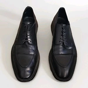 HUGO BOSS MENS BLACK LEATHER LACE UP DRESS SHOE SQUARE TOE, Men SZ 9.5 - Picture 1 of 5