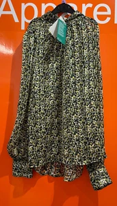 H&M Green/Yellow Floral Blouse, Size XS, New With Tag, sf - Picture 1 of 3
