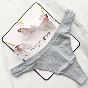 PINK Victoria's Secret Seamless High-Leg Marl Thong Panty Grey Oasis S/M/L/XL - Picture 1 of 9