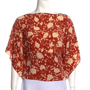 Blusa Anna Sui Estampado Cobre/Crema Estilo Kimono 100% Seda - Imagen 1 de 10