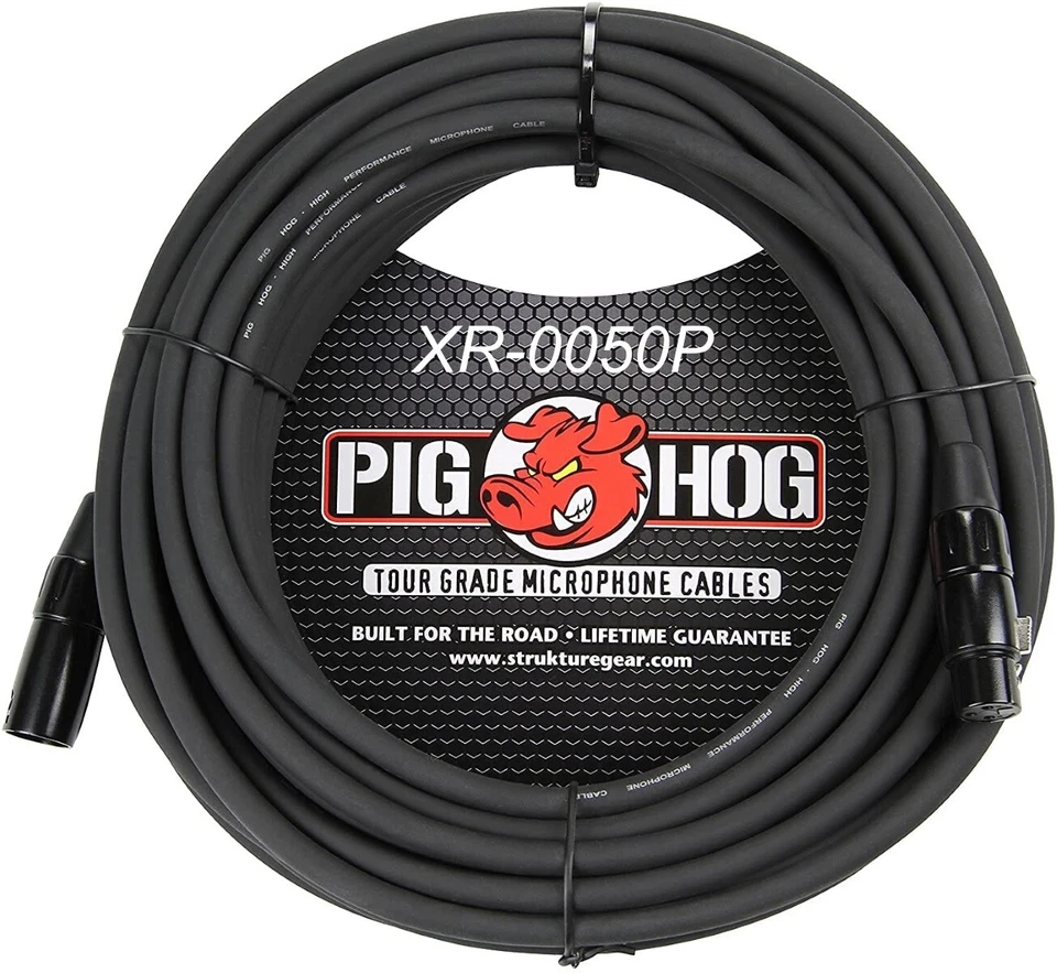 Instrumento de alto rendimiento PigHog XLR 3 pines M/F 8 mm/OD 50 pies, XR-0050P Foto 1 de 1