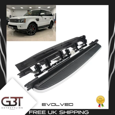 FOR RANGE ROVER SPORT L320 05-13 OE STYLE SIDE STEPS RUNNING BOARDS BLACK/SILVER - Image 1 of 4