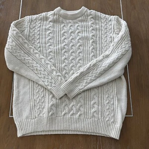 H&M Cable-Knit Fisherman’s Ivory-White Relaxed Fit Sweater Large - Picture 1 of 9