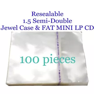 Resealable Outer Plastic Sleeves FAT MINI LP & 1.5 Semi Double Jewel CDs 100 pcs - Picture 1 of 3