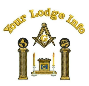 Masonic Compass Altar Pillars Custom embroidered Polo Shirt w/ Lodge Info - Picture 1 of 16