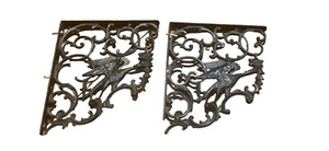 2 LG Vintage ARQUITECTÓNICO HIERRO FUNDIDO GÓTICO SOPORTE DE ESTANTE DE PARED Grúa Pájaro Flor - Imagen 1 de 12