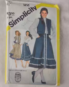 VTG 80s Simplicity Pattern 5191 GUNNE SAX Prairie Skirt Blouse Vest 8 Cut - Picture 1 of 3