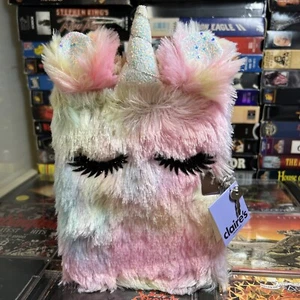 Claire’s Plush Rainbow Tie Dye Unicorn Dreamy Diary Princess Ella Lock & Key - Picture 1 of 10