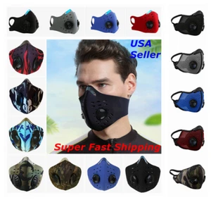 Face Masks Covering with Valves Reusable Washable Cover Activated Carbon Filters - Picture 1 of 45