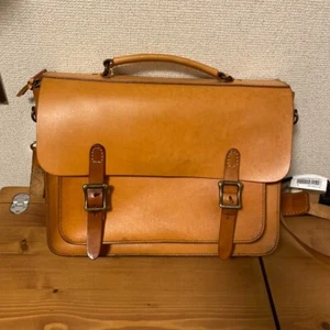 Tanned Leather Shoulder Bag 2Way Herz Used Excellent+ Japan - Picture 1 of 13