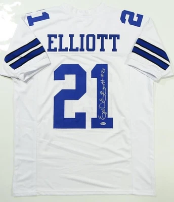 Jersey Ezekiel Elliott Autografiado Blanco Estilo Profesional - Beckett W Auténtico *1 Foto 1 de 4