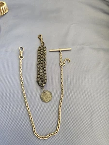 Lotto 2 Porta Orologi Vintage Catena Oro Riempita E Metallo In Condizioni Usate V6 - Foto 1 di 13