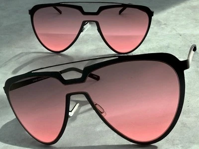 GAFAS DE SOL de gran tamaño exageradas vintage estilo retro grandes marco negro lente rosa Foto 1 de 4