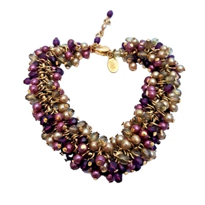 Joan Rivers Dangle Bead Cluster Bracelet Gold Tone Multicolor Cha Cha Adjustable - Picture 1 of 5