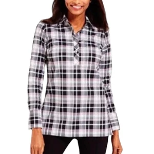 Talbots Tarton Plaid Wrinkle Resistant Long Sleeve Top 14 - Picture 1 of 7