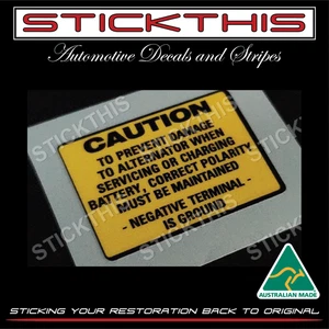 Battery Decal Sticker - GMH Lucas Battery 12H09PP Decal 60's Terminal Caution - Picture 1 of 2