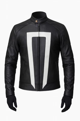 Chaqueta de cuero negra Ghost Rider Robbie Reyes: Agent of S Cosplay Foto 1 de 4